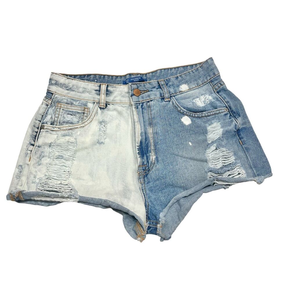 Pull & Bear split color light & medium wash denim short size US 5.5 MX26 EUR 36